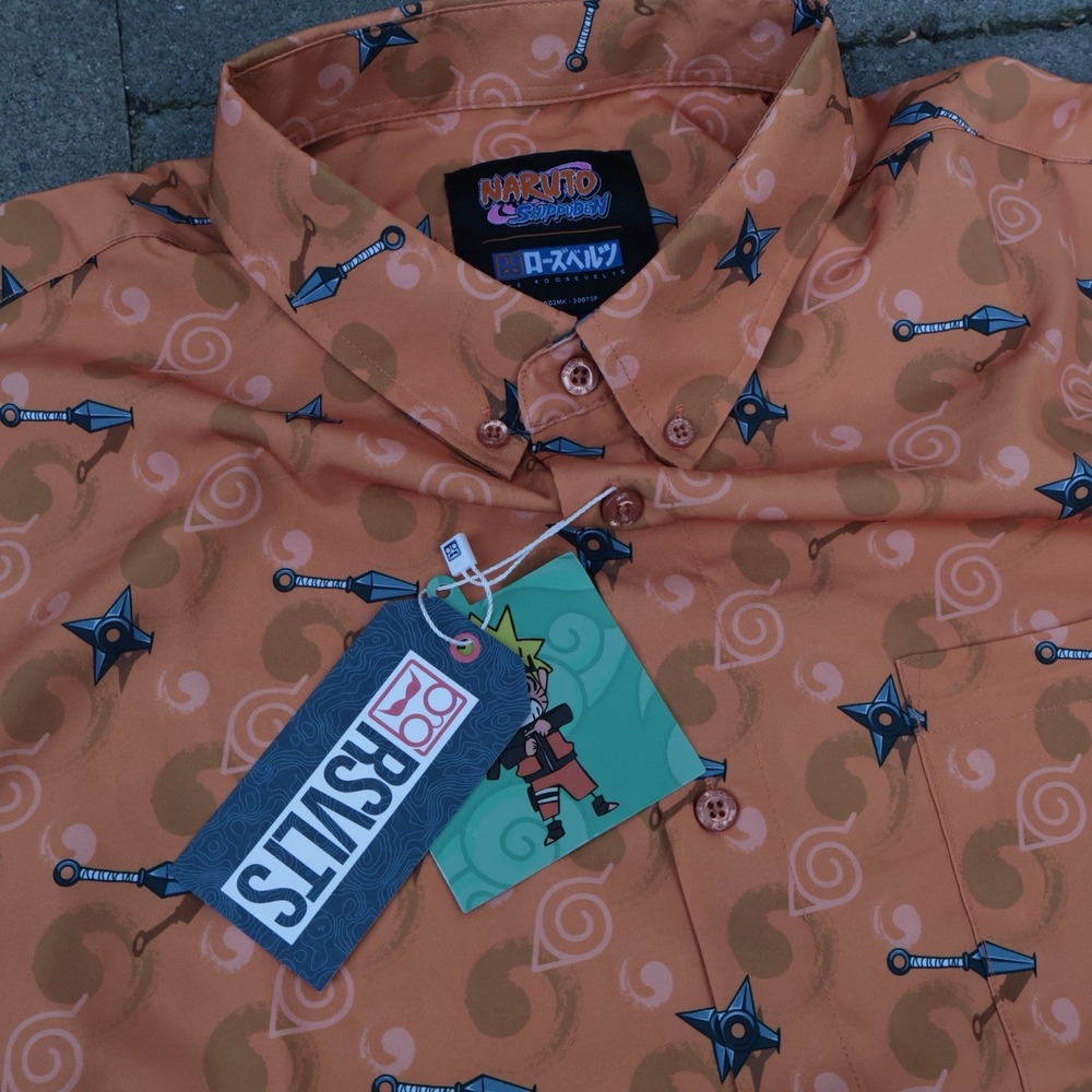 RSVLTS Naruto Shippuden KUNUFLEX Shirt X-Large Anime Button Up Shuriken